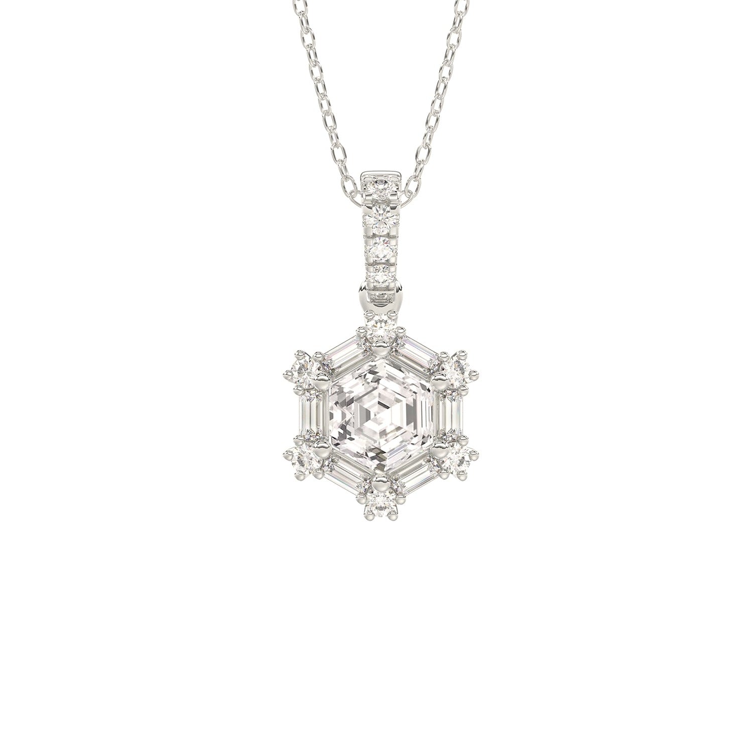 Baguette Pendant in White Gold | Diavlia