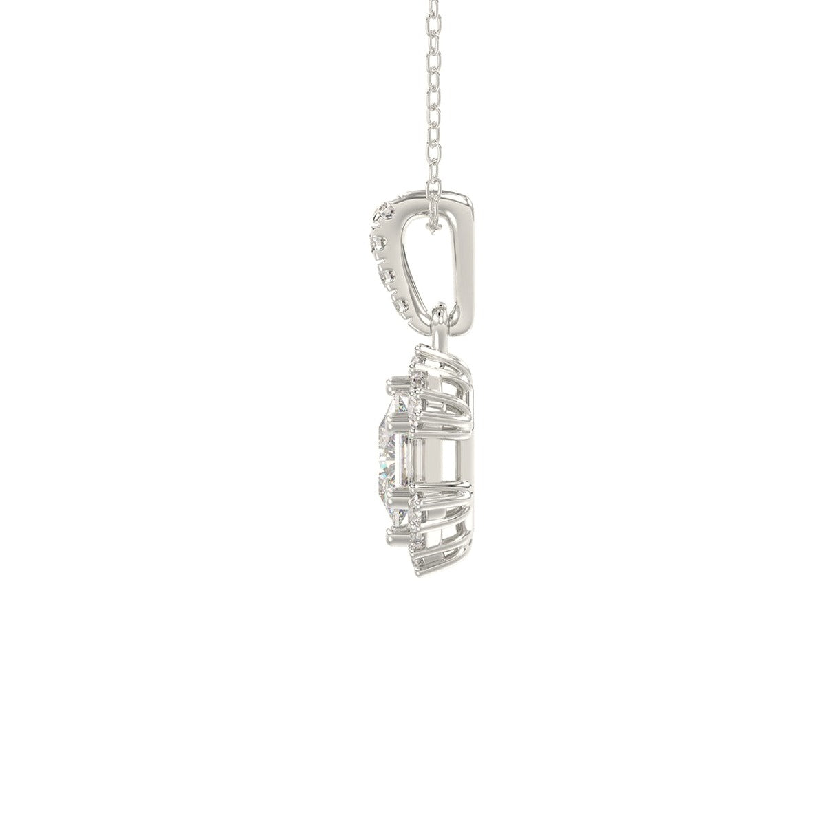 14K White Gold 1.00Ct Round/Baguette/Hezagon Step Cut Lab-Grown Diamond... - View 2 | Diavlia