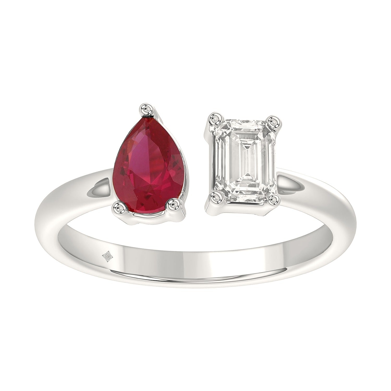 Pear Ring & Ruby in White Gold | Diavlia