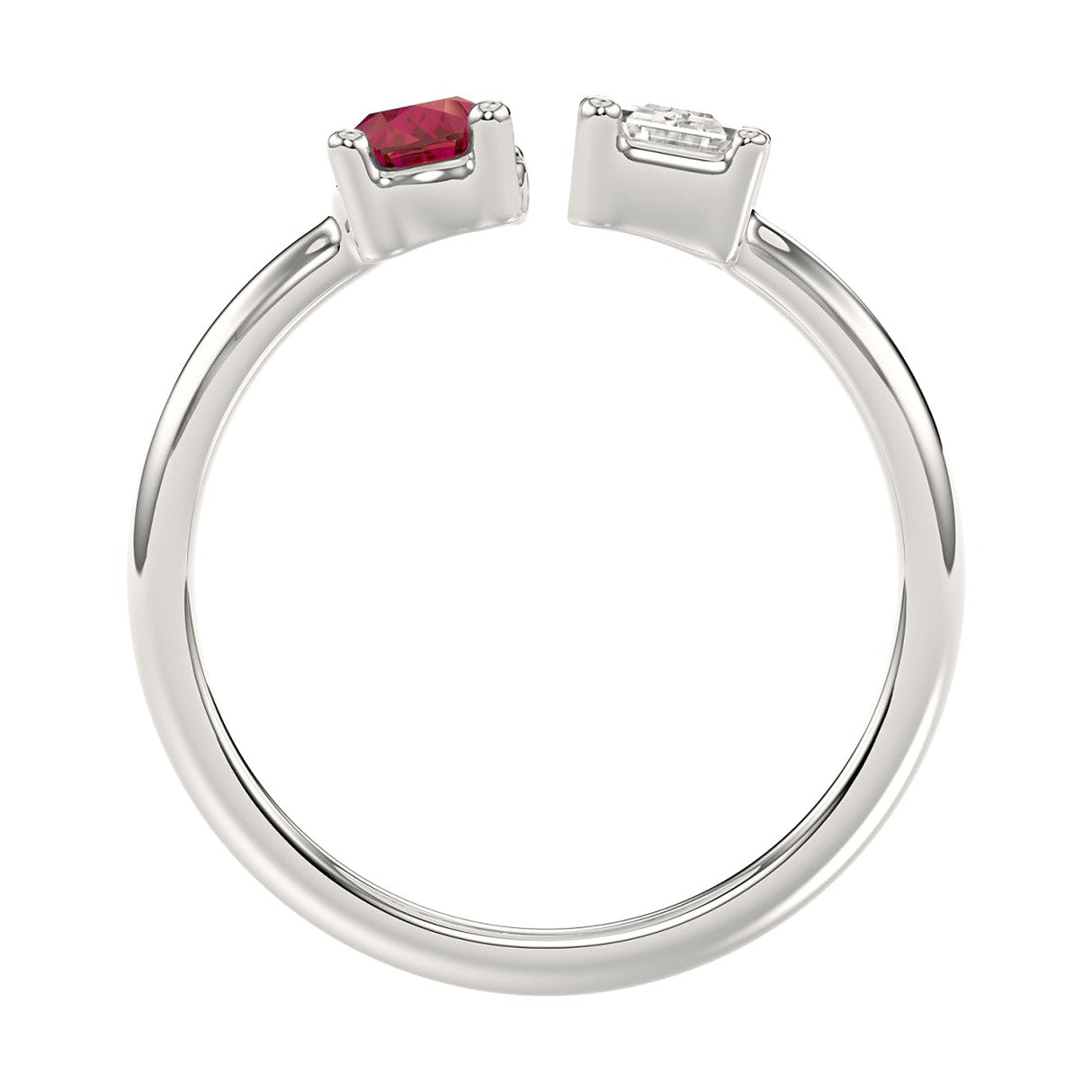 14K White Gold 1.00Ct Emerald/Pear Ruby Lab-Grown Diamond Ladies Ring - View 2 | Diavlia