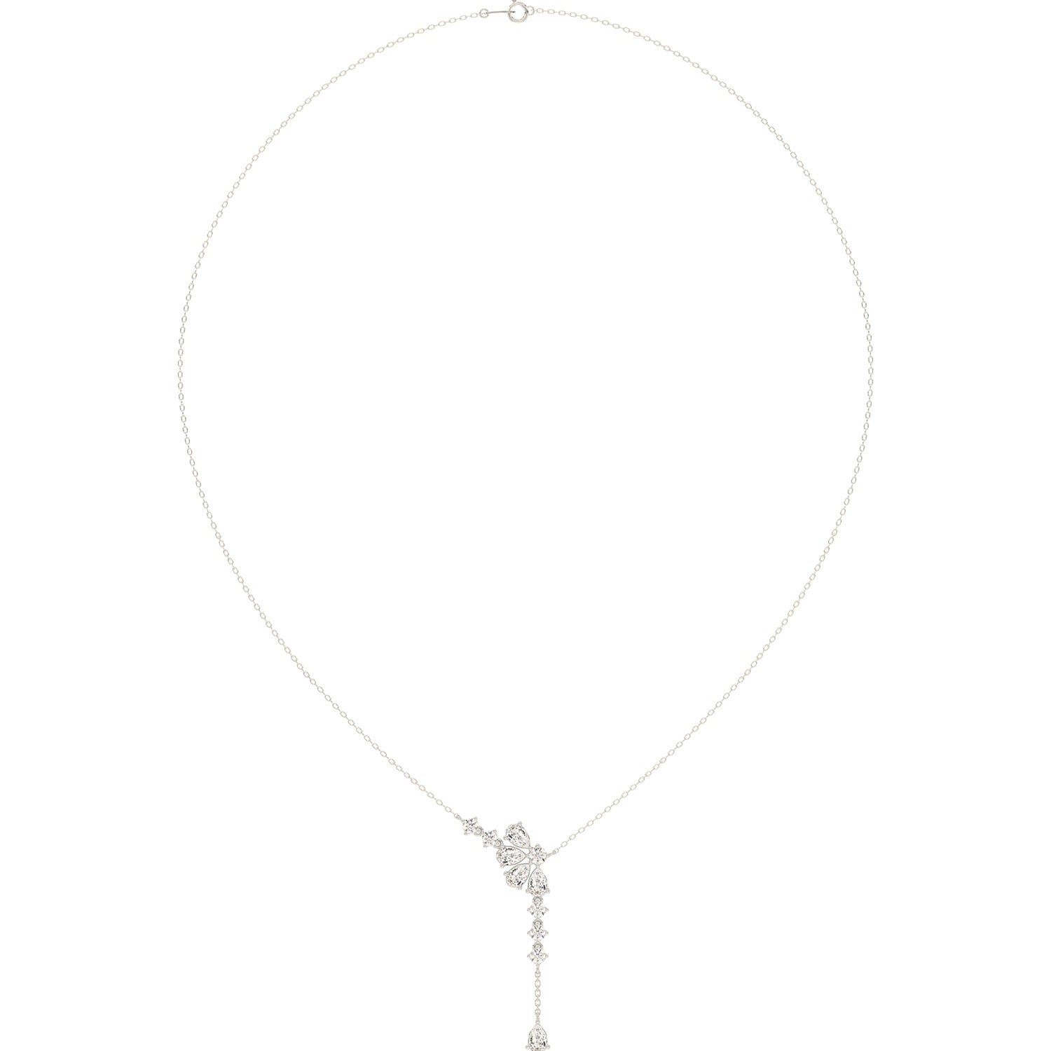 Pear Necklace in White Gold (Round Cut) | Diavlia