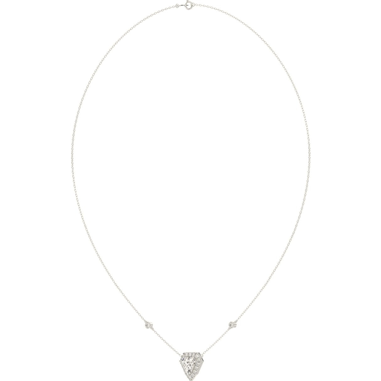 14K White Gold 1 1/2Ct Round/Shield Step Cut Lab-Grown Diamond Ladies Necklace - View 3 | Diavlia