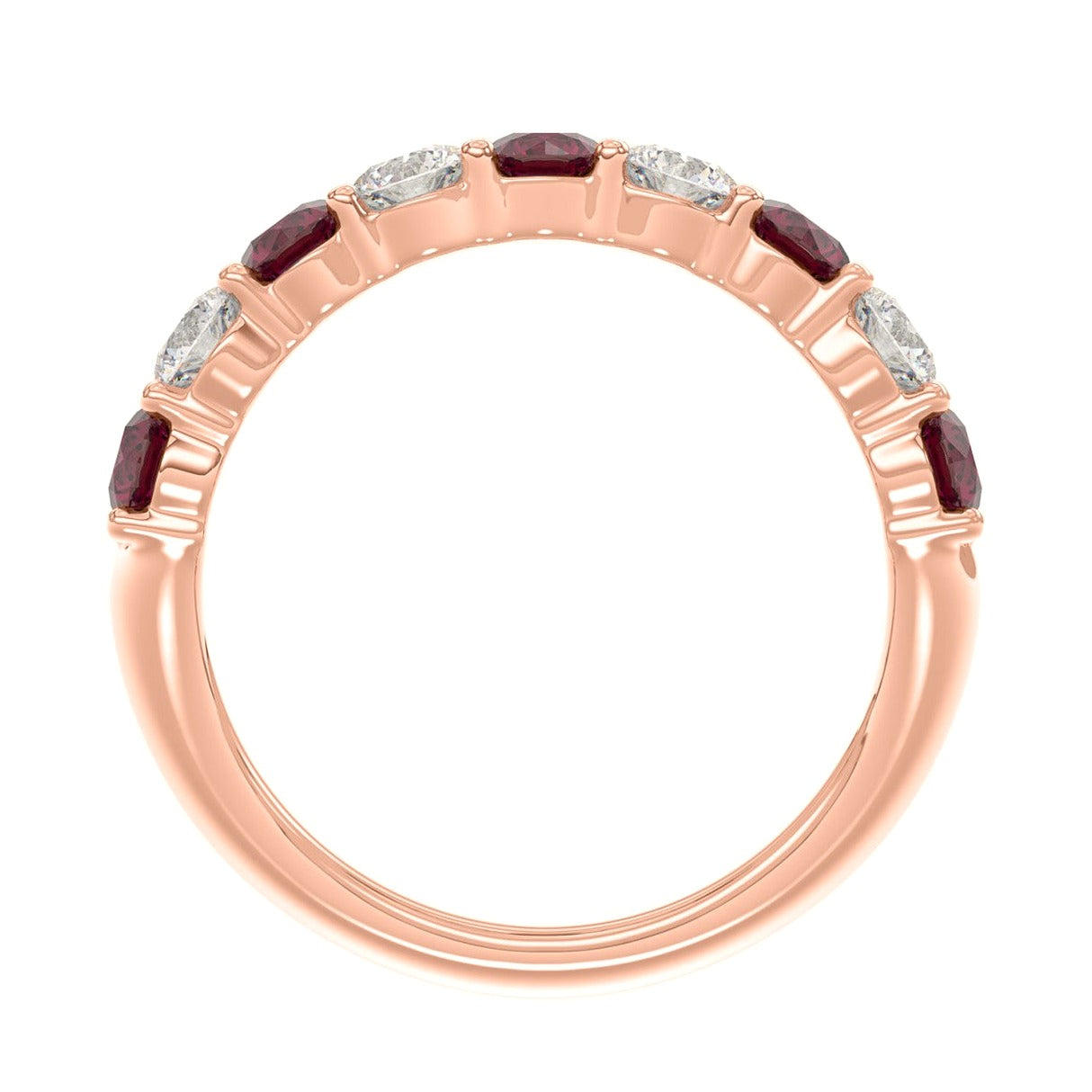 14K Rose Gold 2 3/8Ct Round Lab-Grown Diamond Ladies Band (Round Ruby) - View 2 | Diavlia