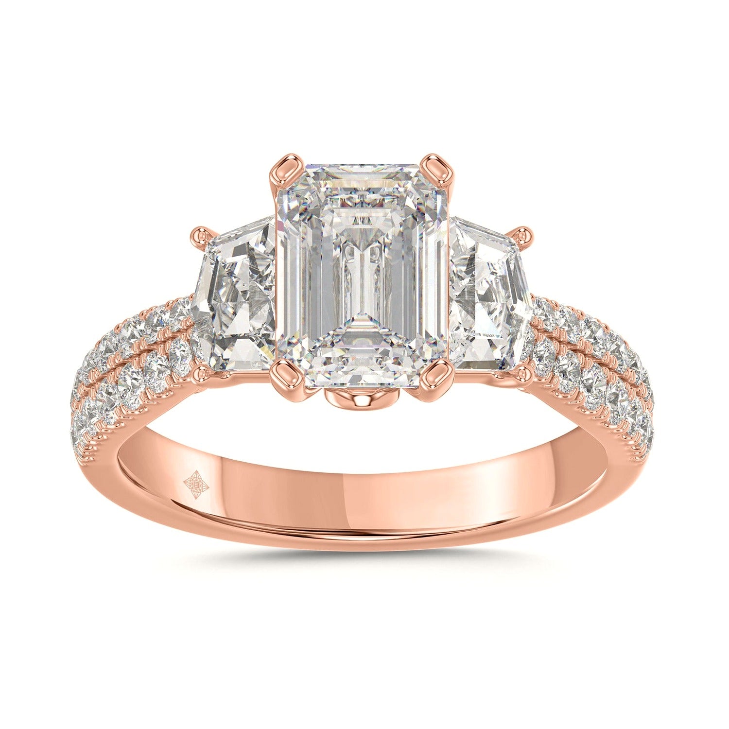 Emerald Ring in Rose Gold (Round Cut) | Diavlia