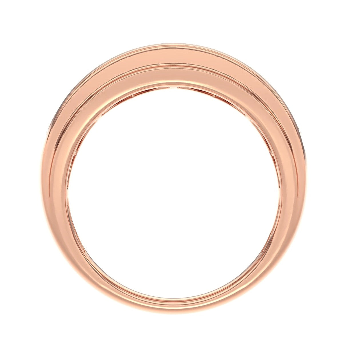 14K Rose Gold 2.00Ct Round Lab-Grown Diamond Men'S Band - View 2 | Diavlia