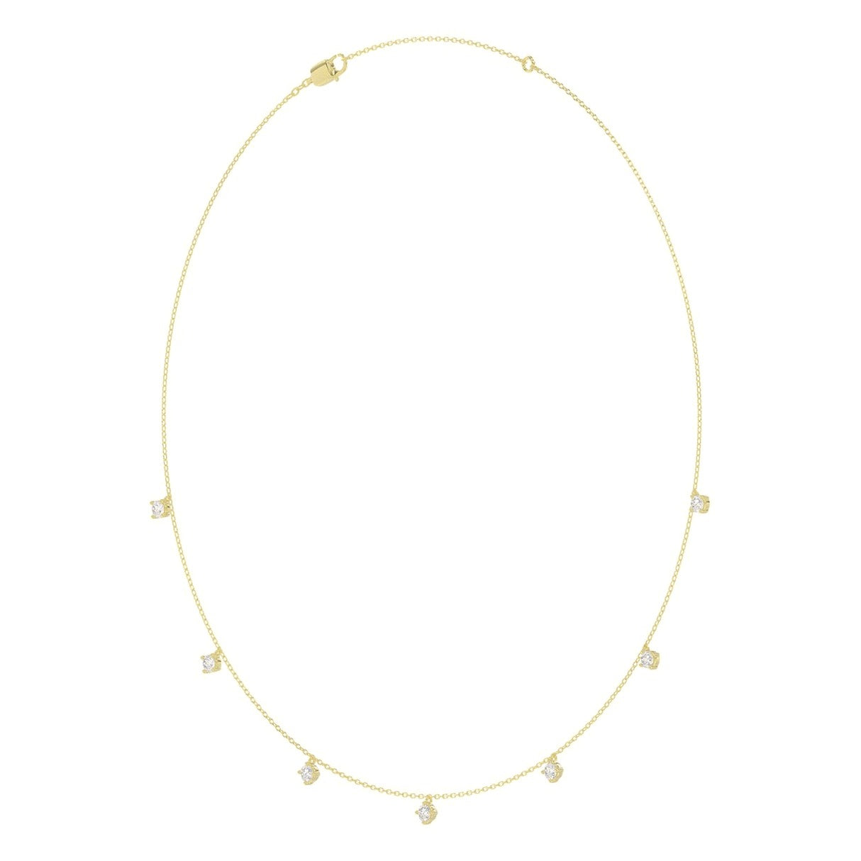 10K Yellow Gold 1.00Ct Round Lab-Grown Diamond Ladies Necklace - View 2 | Diavlia