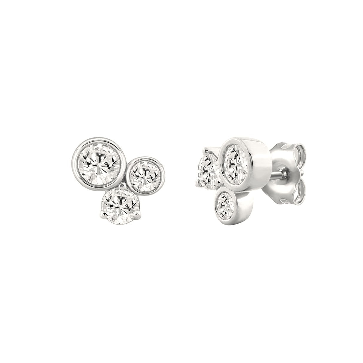 10K White Gold 3/4Ct Round Lab Grown Diamond Earring - View 3 | Diavlia