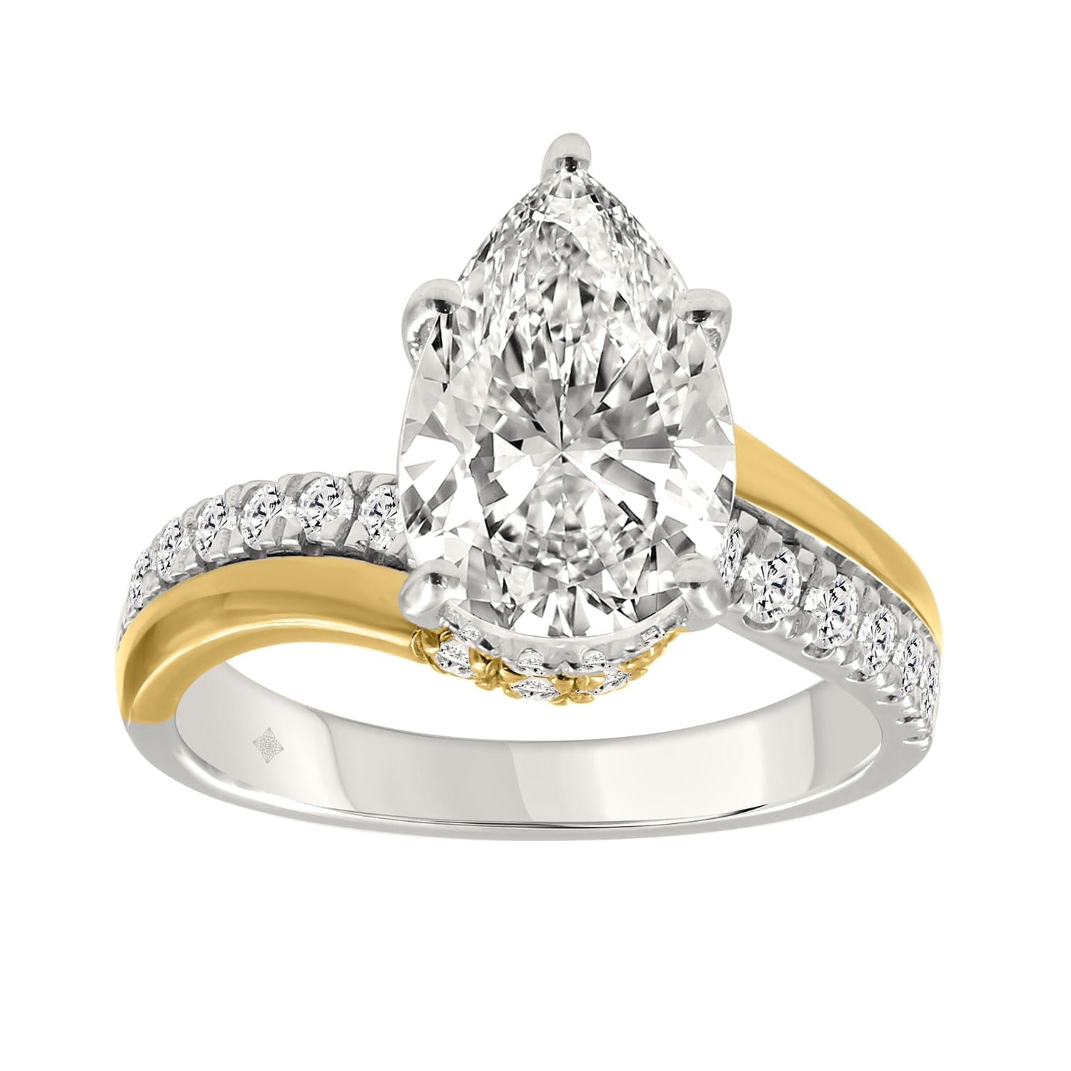 Pear Ring in White Gold (Round Cut) | Diavlia