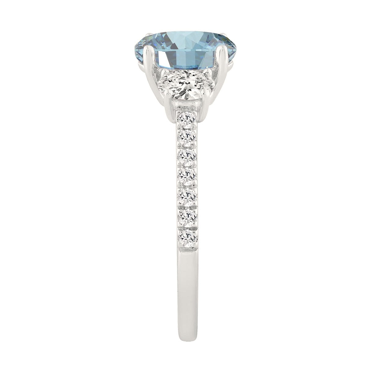 1 1/2CT Elegance Halo Ring 14k Round/Oval Lab-Grown Diamond White Gold - View 3 | Diavlia