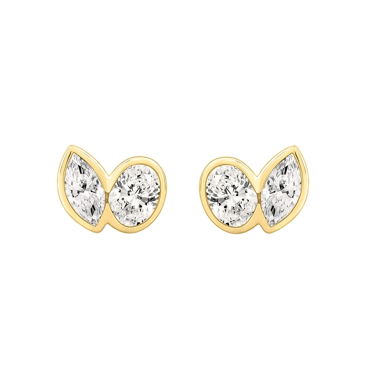 Oval Two-Stone Earrings in Yellow Gold | Diavlia