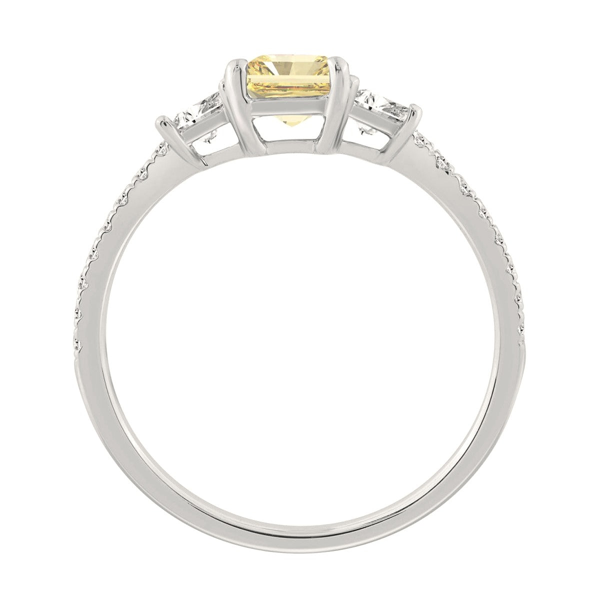1 1/2CT Elegance Ring 14k Round/Radiant/Trapezoid Lab-Grown Diamond White Gold - View 2 | Diavlia