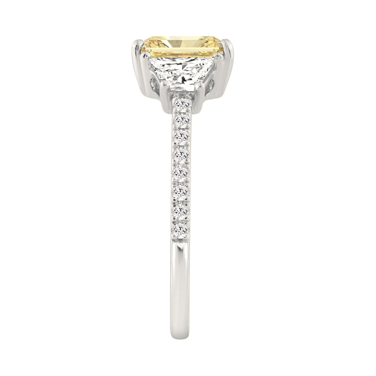 1 1/2CT Elegance Ring 14k Round/Radiant/Trapezoid Lab-Grown Diamond White Gold - View 3 | Diavlia