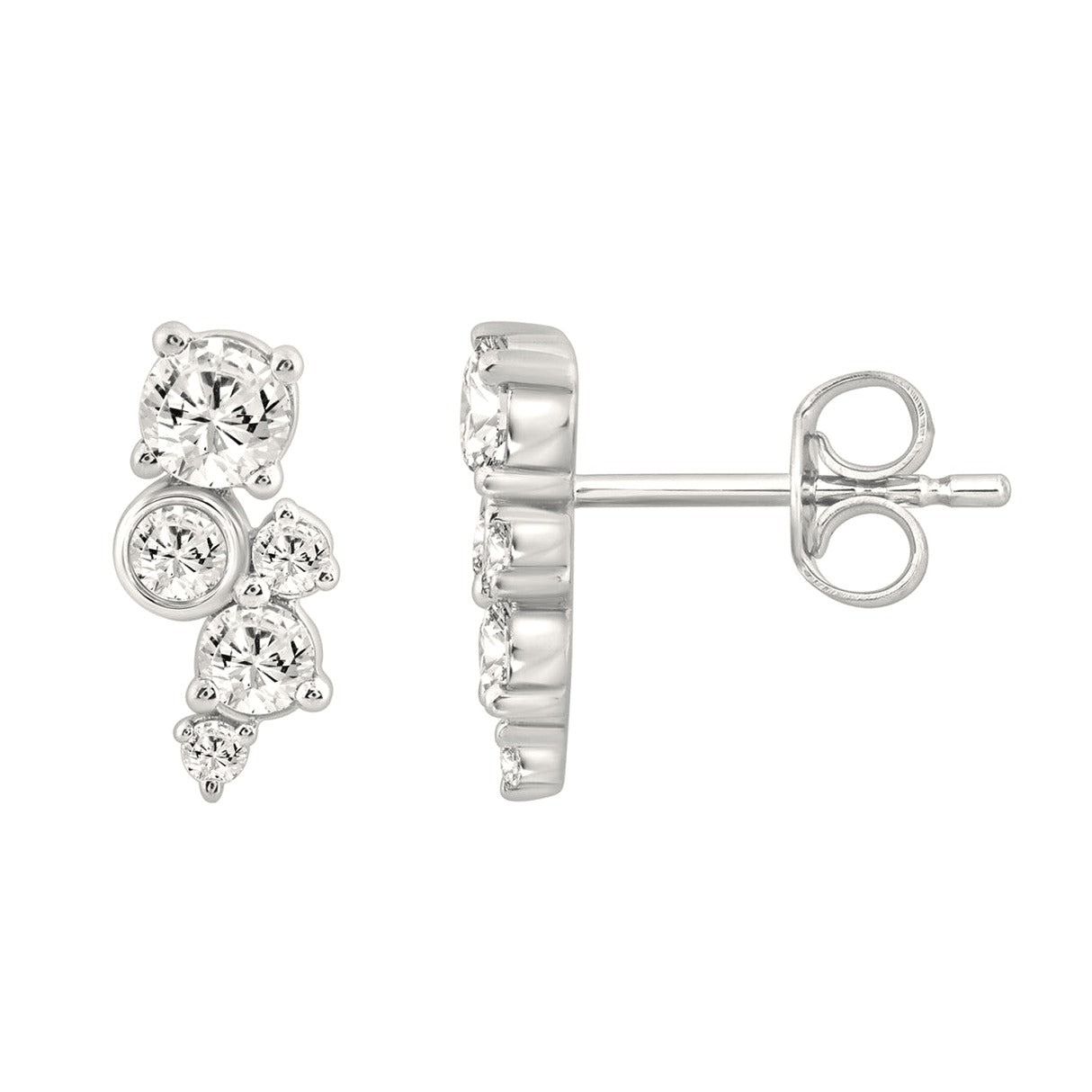 1.00Ct White Gold 10K Round Lab-Grown Diamond Fashion Earrings - View 2 | Diavlia