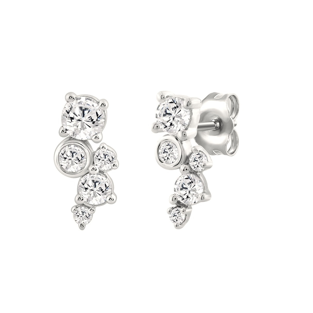 1.00Ct White Gold 10K Round Lab-Grown Diamond Fashion Earrings - View 3 | Diavlia
