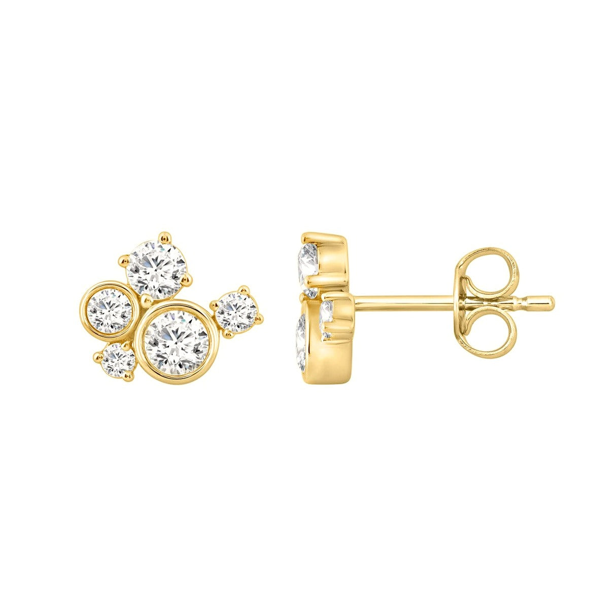 1.00CT Yellow Gold 10K Round Lab-Grown Diamond Fashion Earrings - View 2 | Diavlia