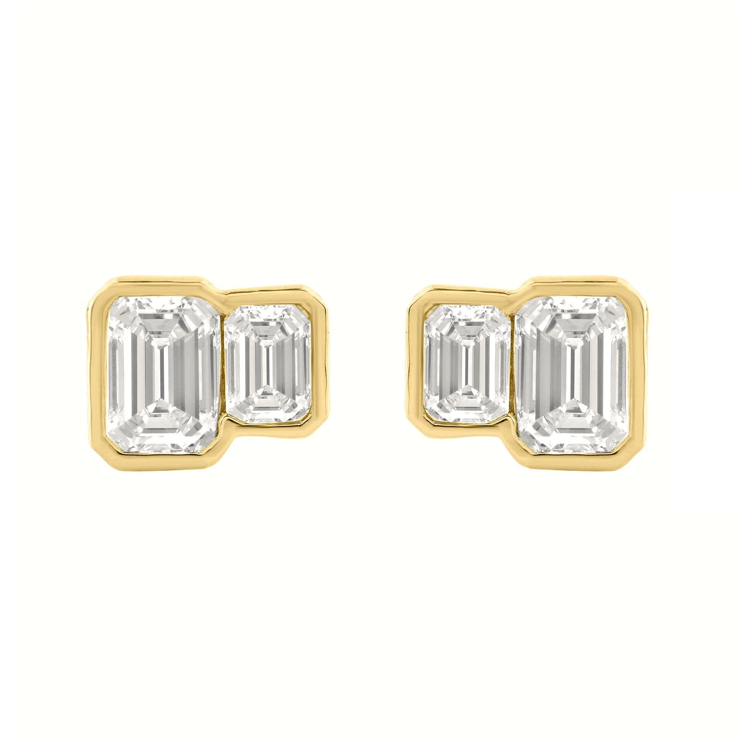 Emerald Two-Stone Earrings in Yellow Gold | Diavlia