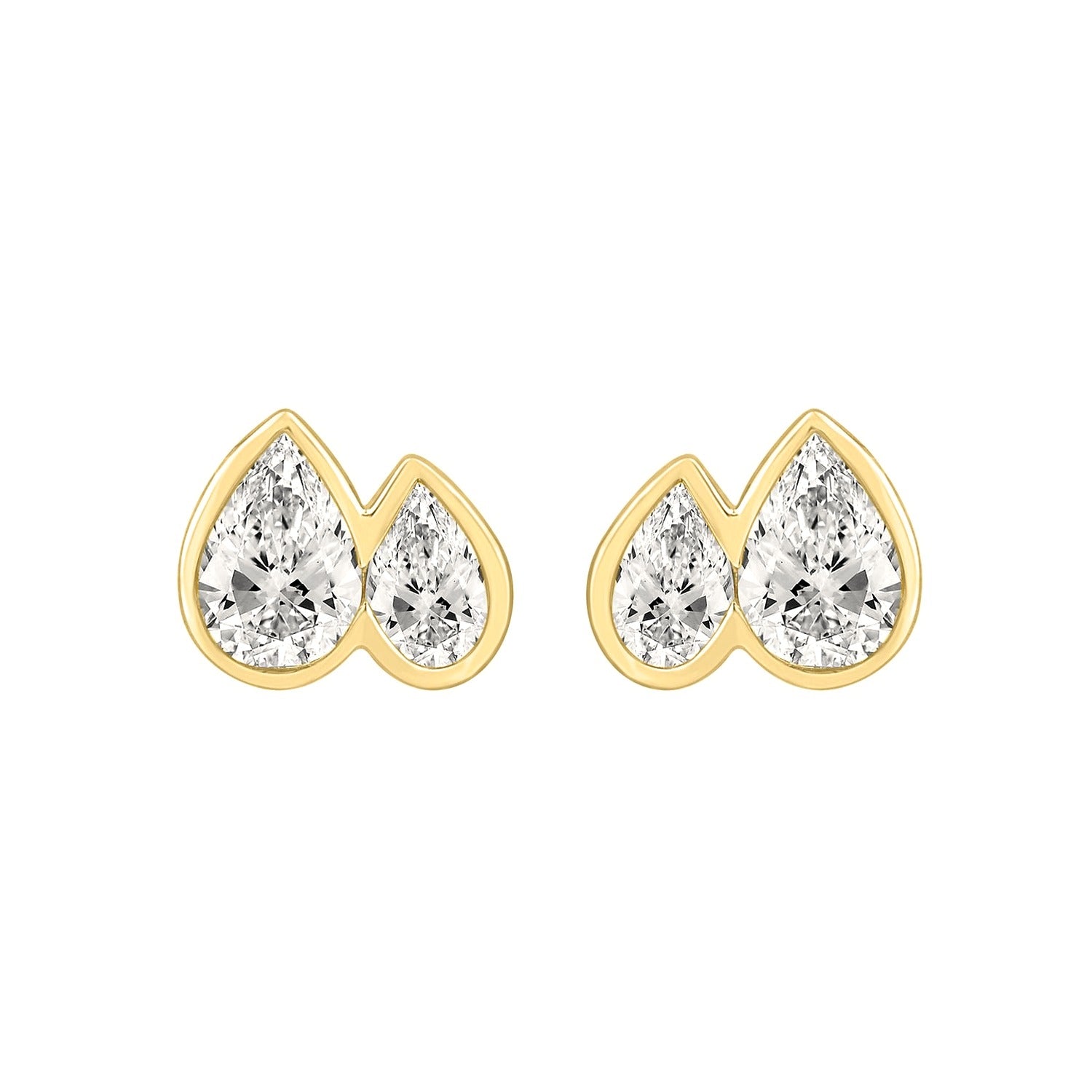 Pear Two-Stone Earrings in Yellow Gold | Diavlia